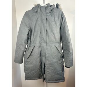 The North Face HyVent Arctic Parka Womens Size M Gray Goose Down Jacket Faux Fur